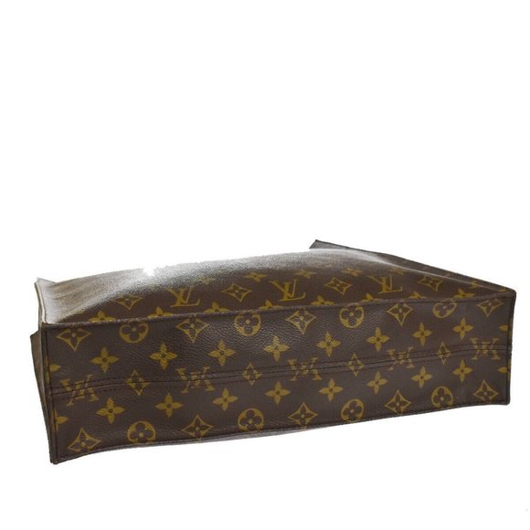 LOUIS VUITTON Logo Sac Plat Hand Tote Bag Monogram Leather Brown M51140 81YA132 - Picture 6 of 16